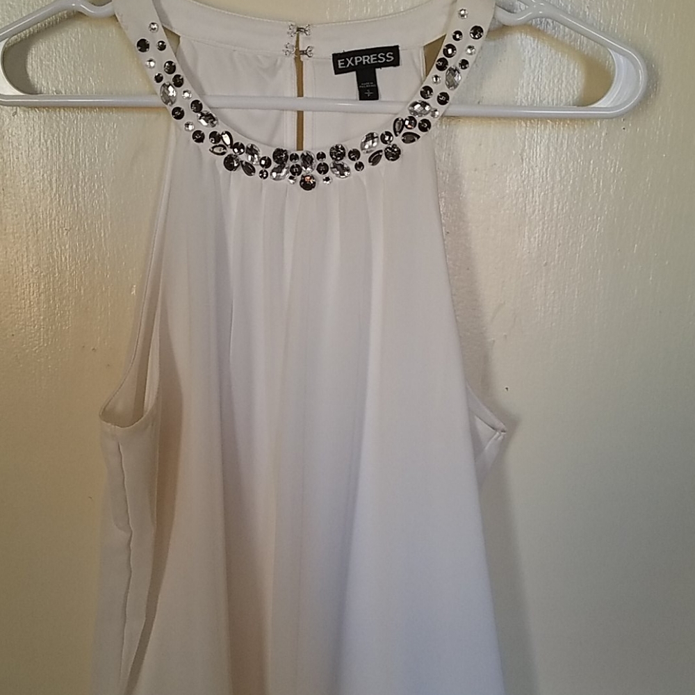Express White beaded halter top